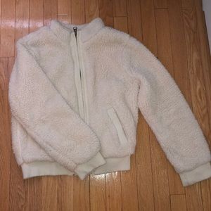 PacSun LA Hearts Cream colored fuzzy jacket